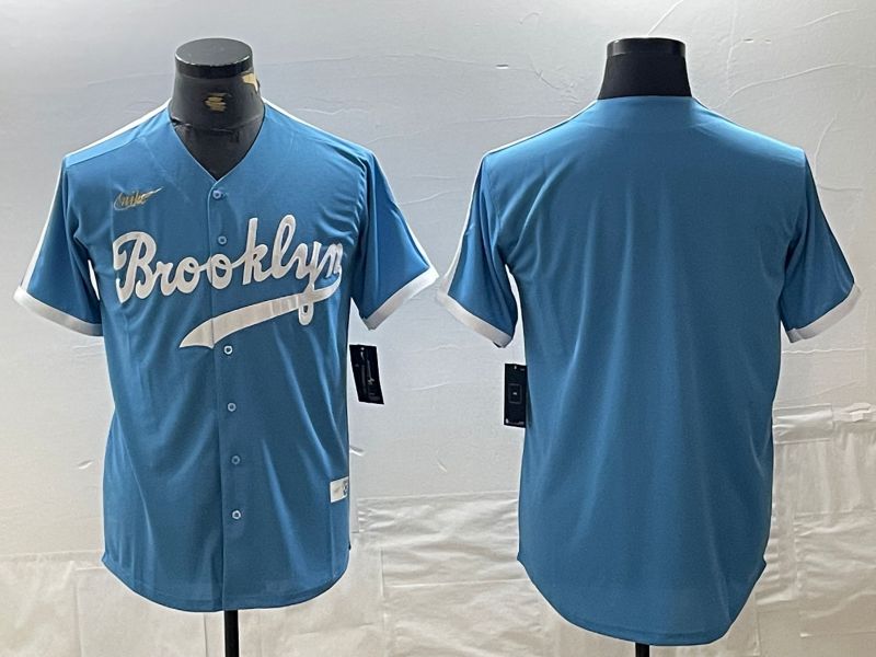 Men Los Angeles Dodgers Blank Light blue Throwback 2024 Nike MLB Jersey style 12